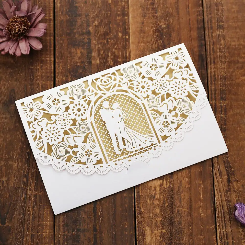  10PCS/Pack New Style Hollow Bride and Groom Wedding Invitation Card European Style Innovative Perso - 32918145279