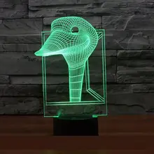 Страусиная голова 3D ночник акриловое видение Luminaria светодиодный ночник визуальный креативный динамический переменный настольная лампа