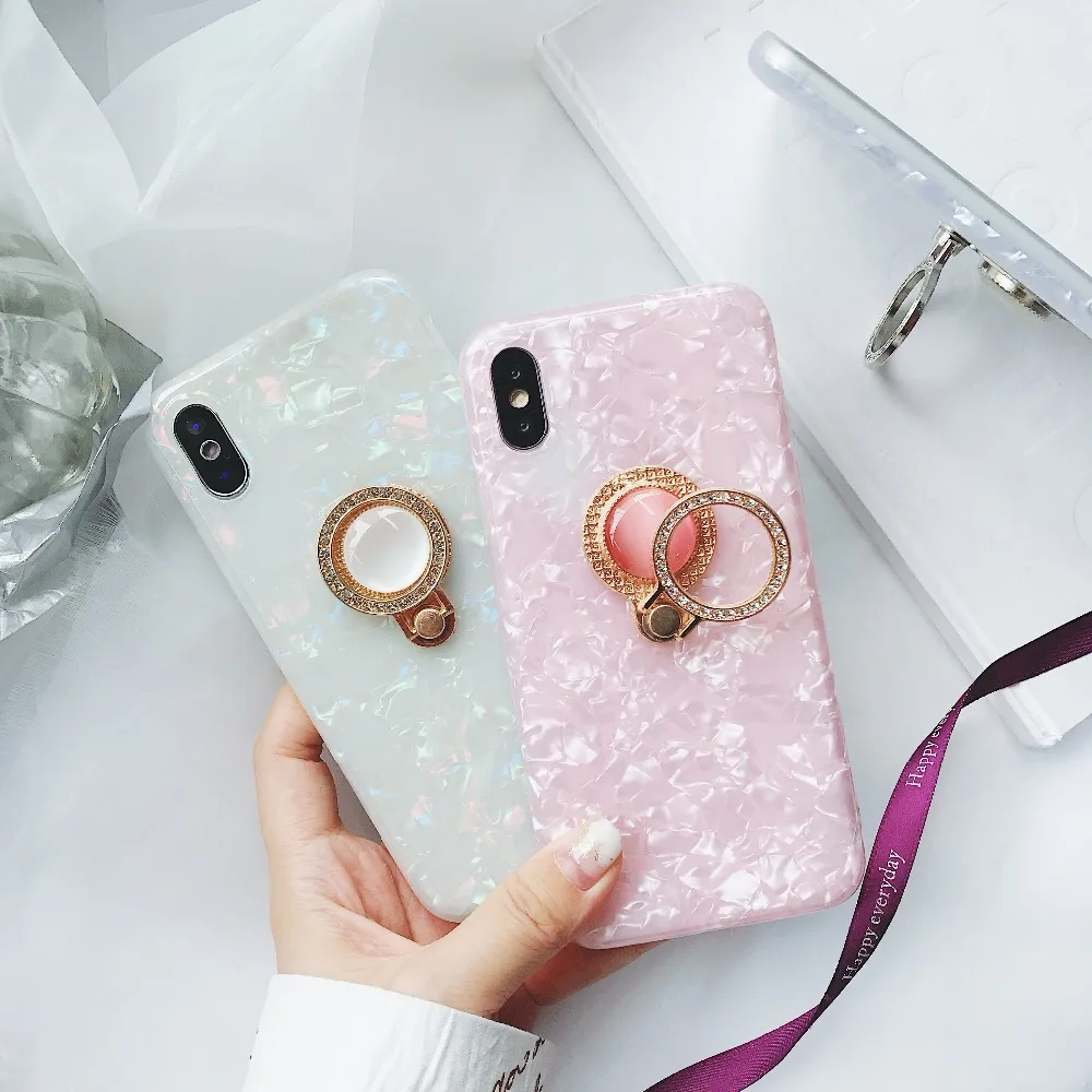 ORYKSZ для iPhone х чехол Роскошные модные глянцевые кольца рисунком телефон силикона