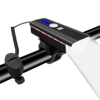 

Waterproof Bicycle Bell With Light USB Charging Bike Front Light Flashlight Handlebar Cycling Head Light w/ Horn Speed Meter LCD