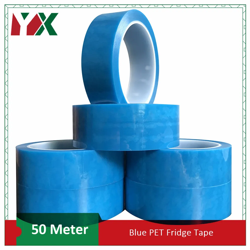 

YX 2PCS 25mmx50M PET Blue Refrigerator Tape Appliance Facsimile Printer Air Conditioning Parts Fixed Tape Traceless Strong