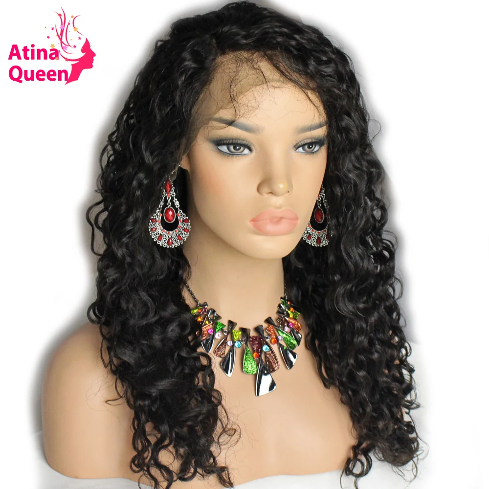 Atina Queen Wavy 150 Density Lace Front Human Hair Wigs With Baby Hair Pre Plucked Hairline