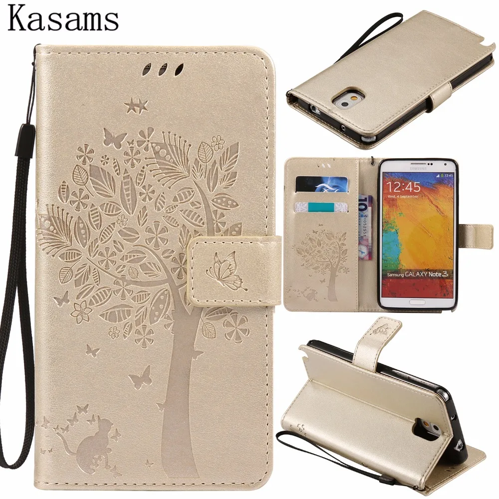 

3D Tree For Samsung Galaxy Note 3 III 4 5 Phone Case Note3 Note4 Note5 N9000 N9005 N9100 N920 PU Leather Mobile Shell Flip Cover