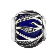 Аутентичные серебряные бусины 925 пробы природы синих кристаллов амулеты для изготовления ювелирных изделий Подходит ручная работа браслеты kralen