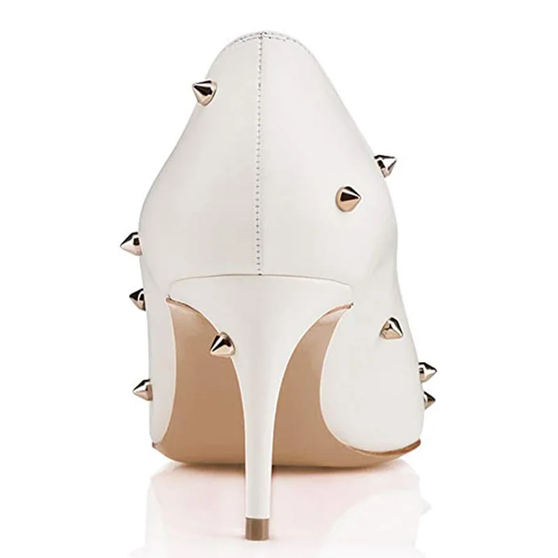 Soirée Fsj01 Nouveauté Talons Chaussures Minces Femmes À Taille Fait Zapato fsj02 Pointu Mujer Bout Rivet Mi 45 Main Femme Pompes Automne 34 Fsj xZdqfnw1w