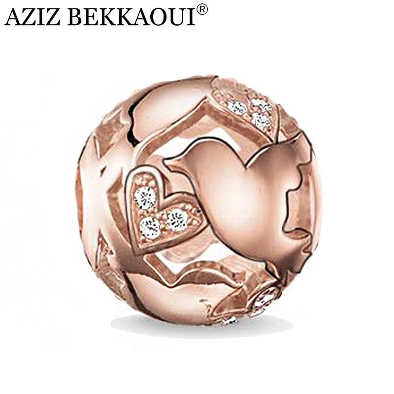 

Rose Gold Loose Beads Fit DIY DIY Bracelet Necklace Chain Unique Crystal Beads Big Hole Peace Dove Shape Charms Fine Jewelry