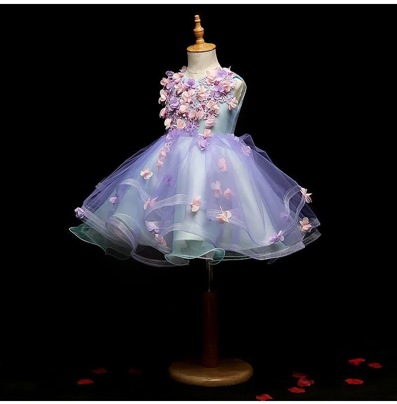 Фиолетовые платья с цветочным узором для девочек на свадьбу; коллекция года; детские изображения для маленьких девочек; платья для выпускного вечера; вечерние платья для девочек; Пышное Платье