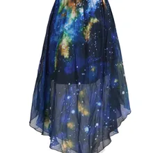 3D печатных шифон высокого качества galaxy пространство юбка Женская одежда пикантные вечерние saia юбка faldas de fiesta дамы юбка