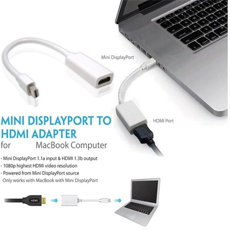 Thunderbolt мини Дисплей Порты и разъёмы MINI DP к HDMI AV адаптер конвертер кабель для Apple Macbook Mac Pro Air К HDMI ТВ