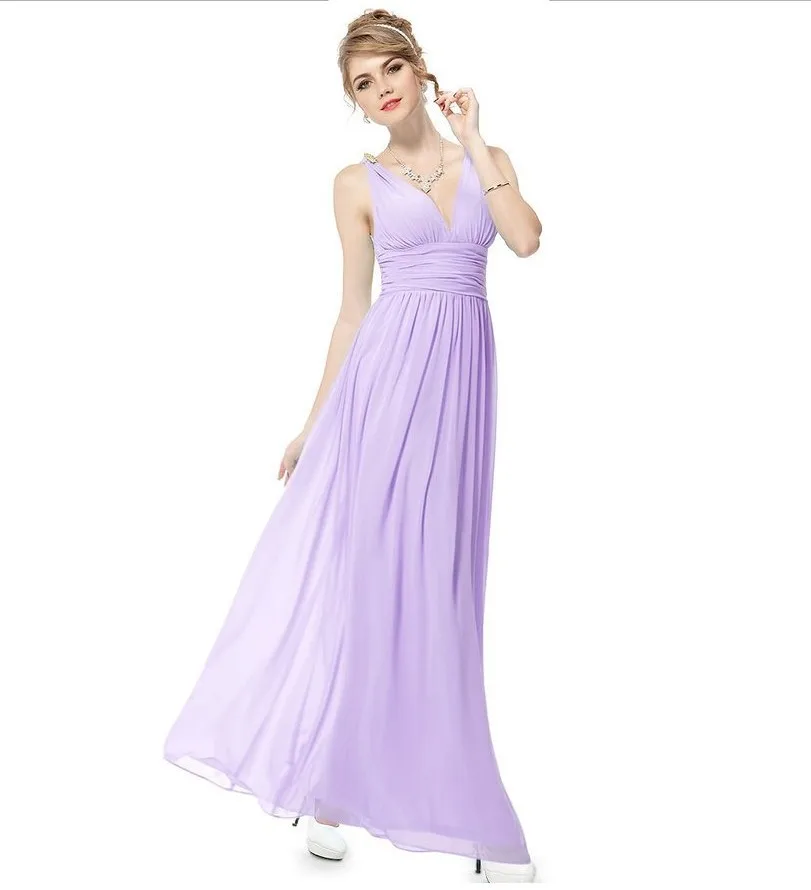 Vivian's Bridal 2018 однотонное длинное платье подружки невесты с v образным вырезом без