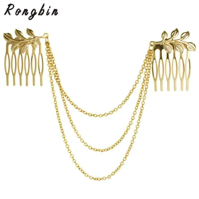 

Women Hair Combs Metal Tassel Chain Ladies Headband Hair Accessories Clip Bridal Leaf Headwear Bijoux Drop Shipping