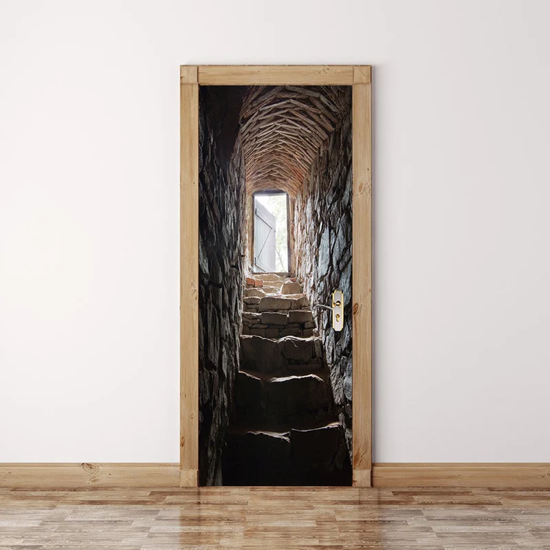 3D стереоскопическая каменная лестница дверь наклейка s Настенные обои домашний декор Европейский Креативный DIY самоклеющаяся ПВХ Настенная Наклейка