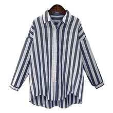 Fashion Women’s Cotton Striped Full Sleeve Turn Down Collar Casual Shirt