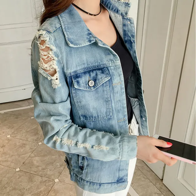 Graffiti BF Style Tops Loose Denim Coat Colored Printed Denim Jacket ...