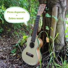 Tenor Ukulele Soprano Concert 21 23 26 Pulgadas Mini 4 Cuerdas Guitarra Ukelele Guitarra Picea Asperata Artesanal Uke Zebra Wood blanco