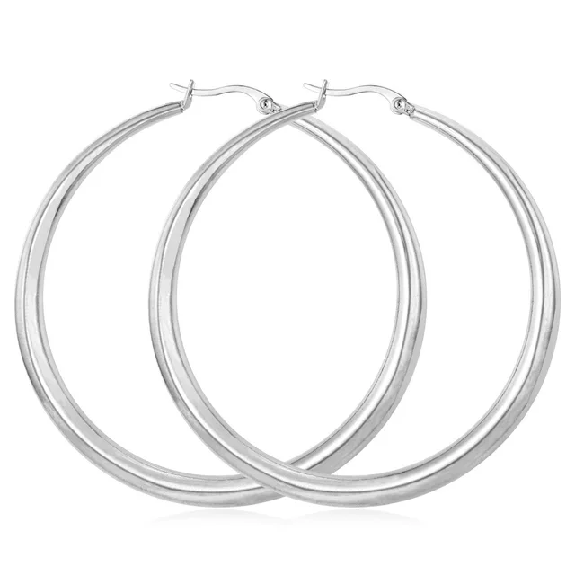 U7 Gold Color Hiphop Big Hoop Earrings Stainless Steel Women Jewelry Minimalist Circle Round Huggie Earring Mother's Gift E365 stainless steel