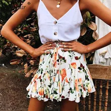 Nadafair плиссированные юбки с цветочным принтом, женские летние юбки в горошек, эластичные юбки с высокой талией и оборками, плиссированные мини-юбки трапециевидной формы