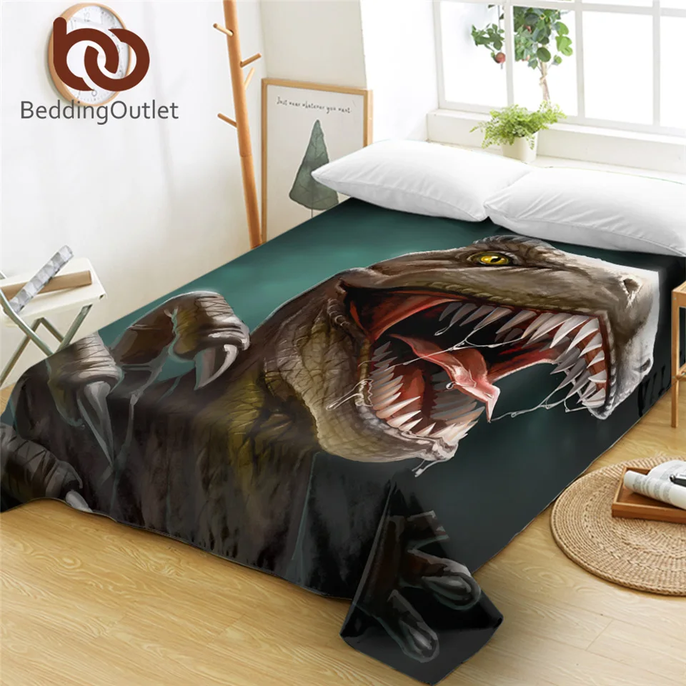 

BeddingOutlet Dinosaur Flat Sheet Jurassic Microfiber Bed Sheet for Boys 3D Animal Print Bedspreads Tyrannosaurus sabanas 1PC