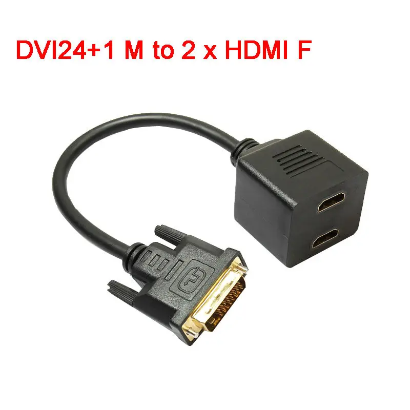 

Gold Plated DVI 24+1 Male to 2 * HDMI 19-Pin Female Splitter Adapter Cable HDMI cable for HDTV LCD DVI-D HDMI conversion 1080P