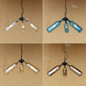 

Creative glass wine bottle LED pendant lights loft industrial style bar coffee shop water pipes lighting pendant lamps ZA SG47
