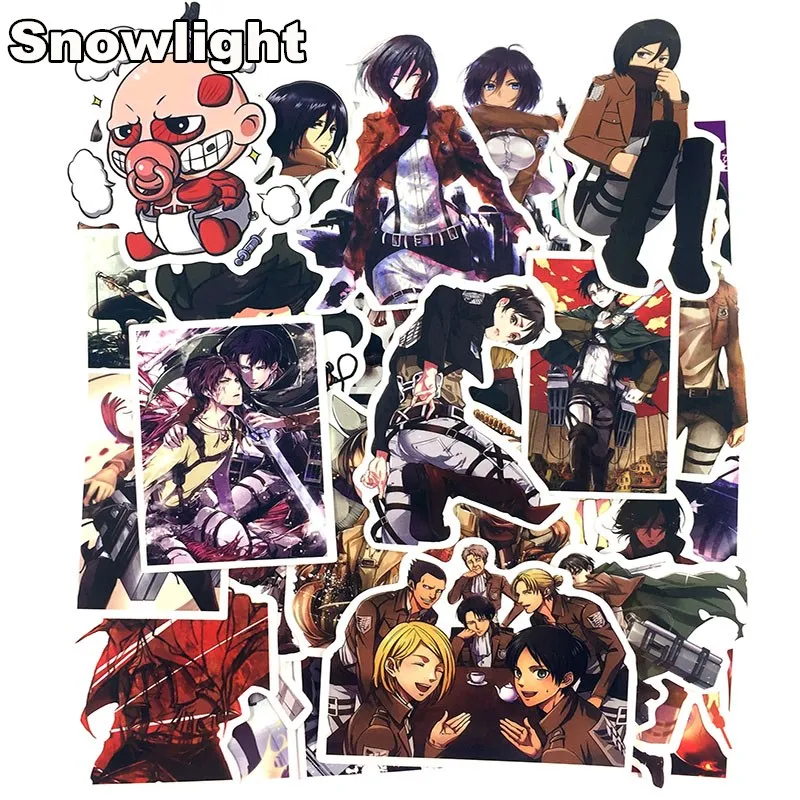 39PCS/lot  Attack on Titan Sticker Anime Icon Animal Stickers Gifts for Children to Laptop Suitcas Bicycle Car DIY PVC Stickers