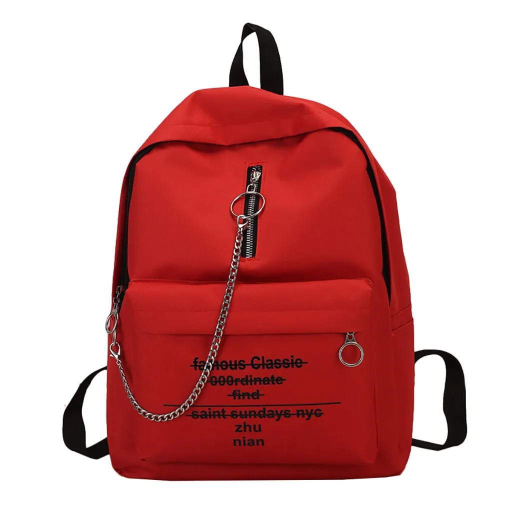 

MOLAVE Backpack Women Letter Print Shoulder Fashion Trend Chain Backpack travel Zipper Japan and Korean Backpack women 2019JAN3