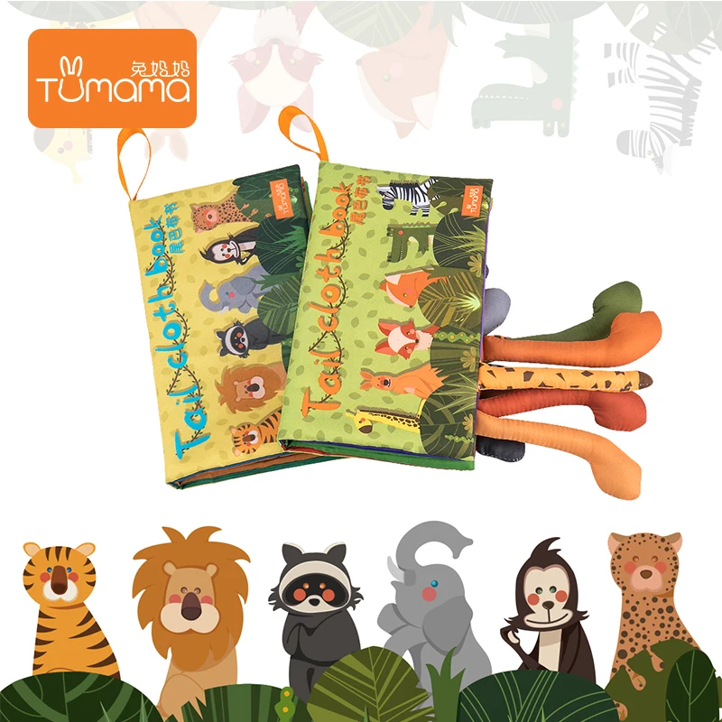 

Tumama Cloth Books Animal Tails Quiet Cloth Book For Baby Educational Books With Ring Paper 3D Tails Learning Resources For Kids