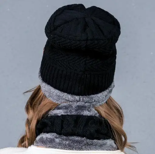 Зимняя шерстяная шапка, лыжный комплект, Мужская/женская шапка, ветрозащитная зимняя снуд, уличная вязаная теплая Толстая Шапка-шарф с воротником, год, Gfit