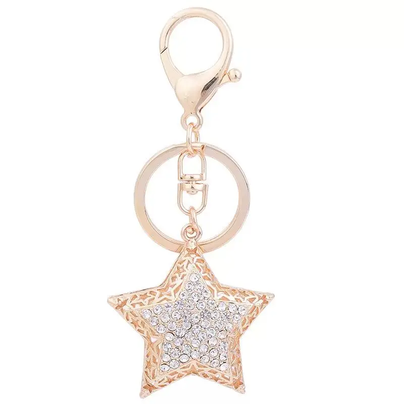 CA Fashion Key Rings Holder For Five-pointed star Pendant Rhinestone Key Rings 