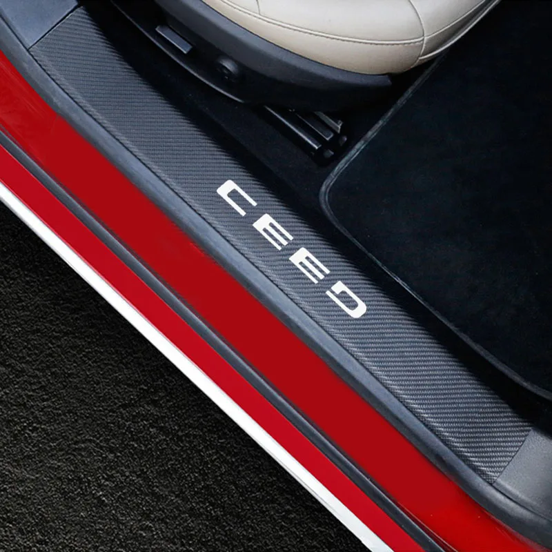 Автомобильные аксессуары для Kia Ceed Накладка на порог двери порога Накладка из углеродного волокна из искусственной кожи 4 шт