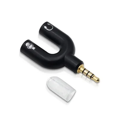 50PCS U Type Adapter Dual 3 5 MM Headphone Plug Audio Cables Splitter Microphone 2 in 1 Swivel Connector For Xiaomi etc