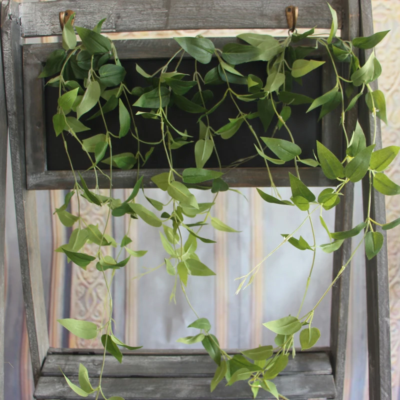 88 см искусственные растения из ротанга, настенная лоза, маленькие листья клематиса, Шелковый цветок, настоящее прикосновение для дома, стены, сада, свадебного декора