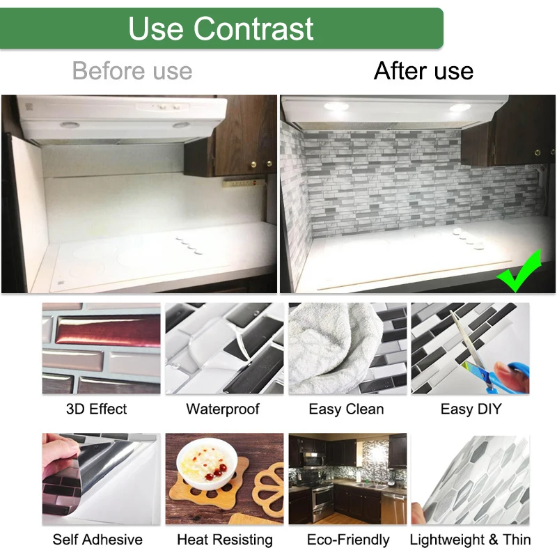 Kaguyahime 10Pcs 3D Crystal Wall Stickers Self Adhesive Mosaic Tiles Waterproof DIY Retro Wallpaper Brick Decor Home 30X30 Kaguyahime 10Pcs 3D Crystal Wall Stickers Self Adhesive Mosaic Tiles Waterproof DIY Retro Wallpaper Brick Decor Home 30X30