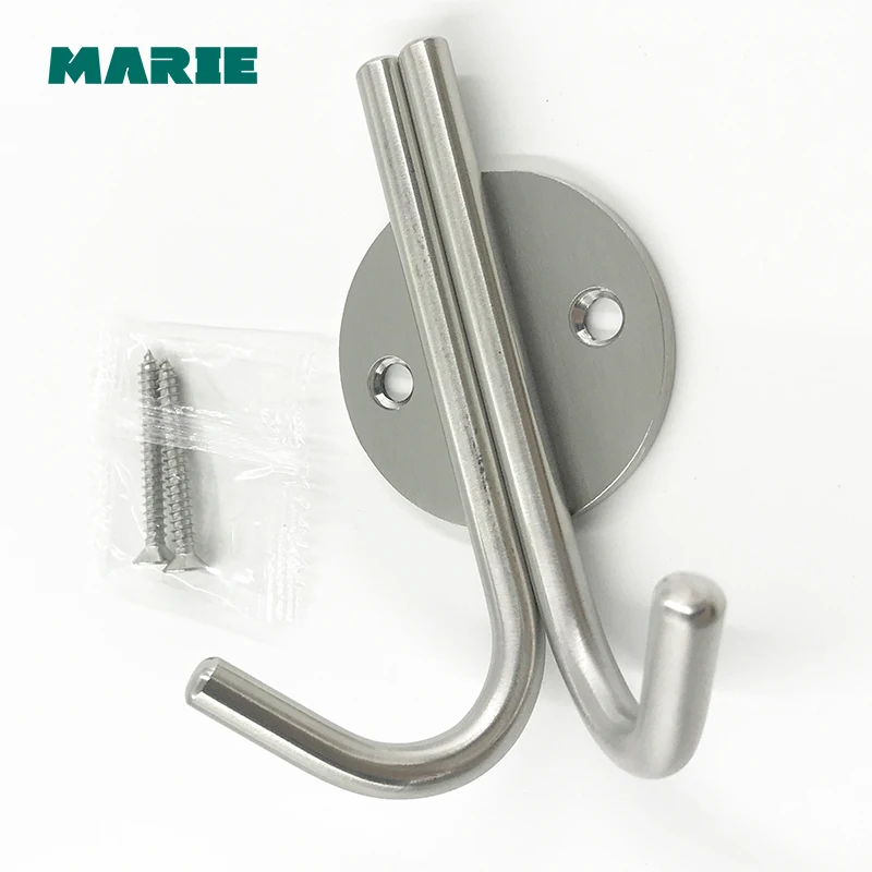 1 set High quality Restroom Tower Holder Wall-mount Stainless Steel hooks Bathroom accessories Clothes Hook HK006