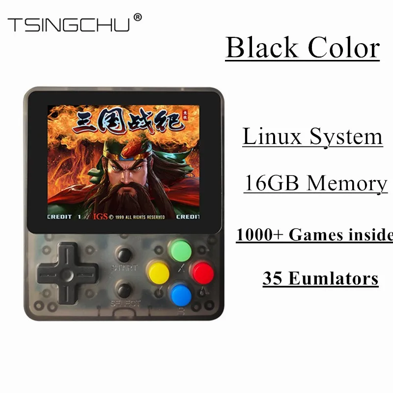 Игровая консоль TSINGO LDK, система Linux, 16 ГБ/48 ГБ памяти, 2,6 дюймов экран, встроенный 1000+ игры внутри, Ретро ручной мини-игровой плеер - Цвет: Black