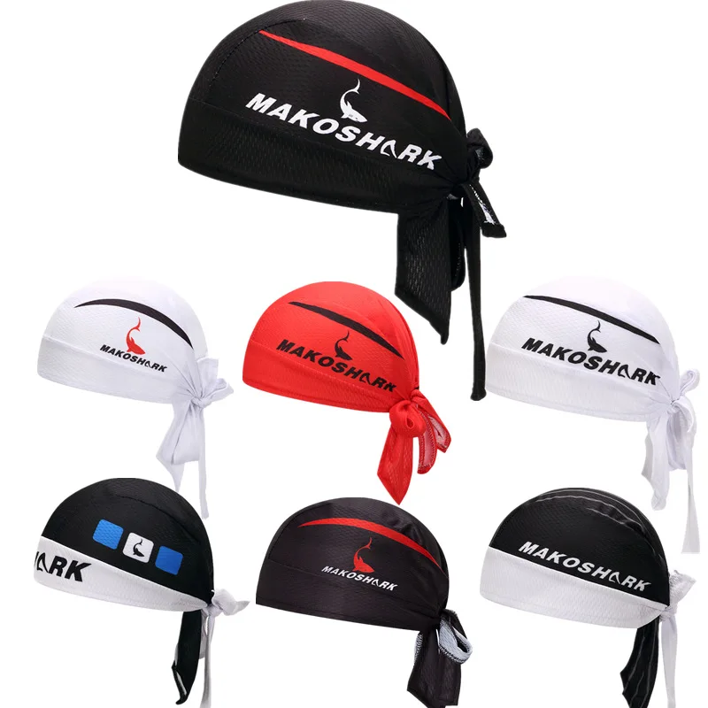 Makoshark قبعة الدراجات تي شيرت مقاوم للعرق واقية من الشمس أغطية الرأس الدراجة فريق وشاح دراجة باندانا القراصنة عقال ركوب هود قبعة رياضية