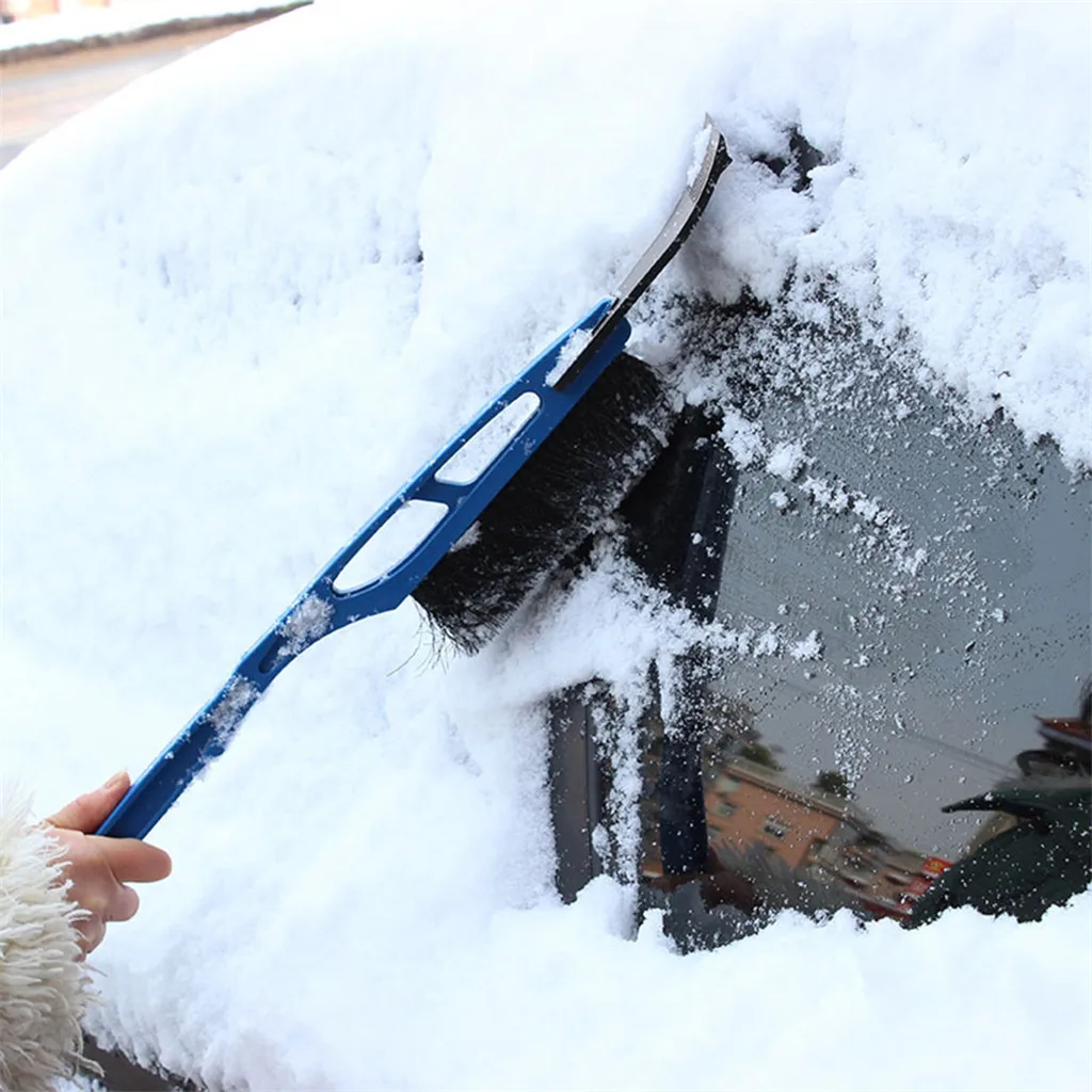 2-в-1 скребок для льда с щеткой для чистки автомобиля лобового стекла снег удаления инея уборочное приспособление мягкой щеткой обработка защищают автомобиль Краски# J