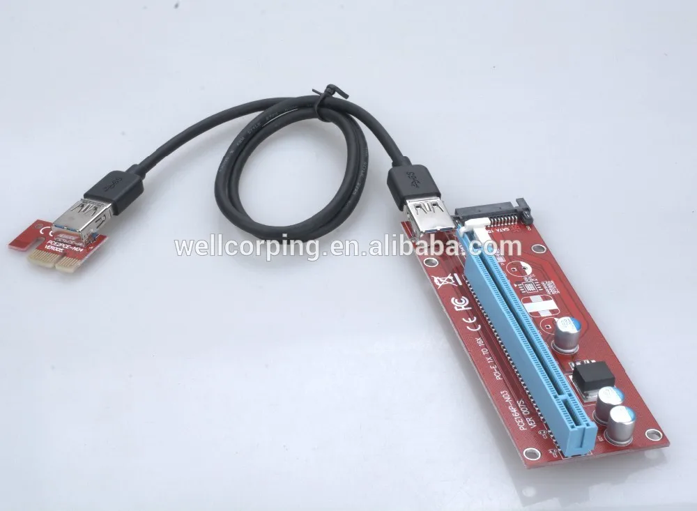 Wellcore Mini pci-e 1x USB 3.0 кабель PCIe Riser USB, второе поколение pci-e USB стояка