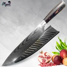 Кухонный нож шеф-повара 8 дюймов Ножи из нержавеющей стали мясо Santoku японский 7CR17 440C высокий нож из углеродной стали Pakka дерево Прямая поставка