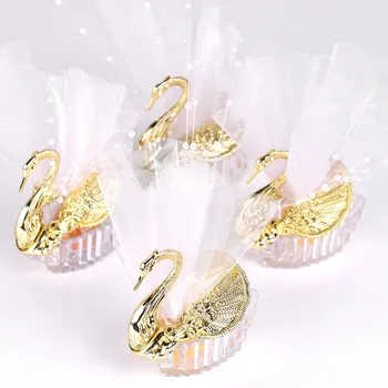 

200 Pieces Acrylic Wedding Favor Swan Box Bomboniere Candy Box Gift Boxes