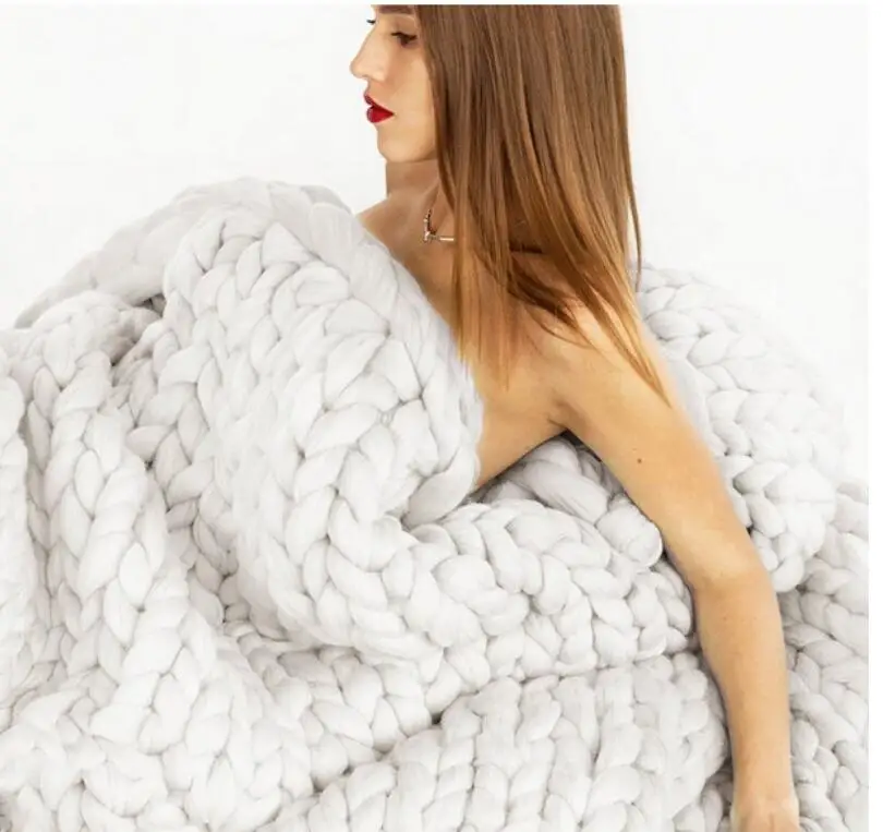 2018 Soft Acrylic Chunky Knitted Blanket Hand Weaving Photography Props