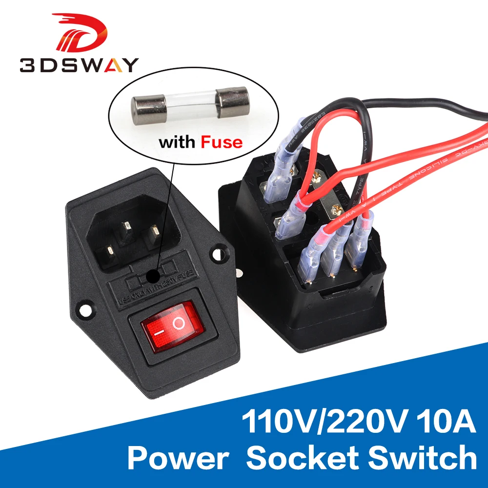 3dsway Запчасти для 3D принтера 110 В/220 В 10A блок питания Socker переключатель штатива