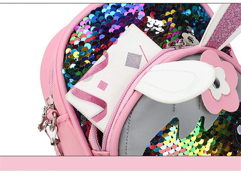 New Cute Kids Toddler Girls Sequin Rabbit Schoolbag Backpack Shoulder Bag Satchel Children Cartoon Backpacks 7 Colors