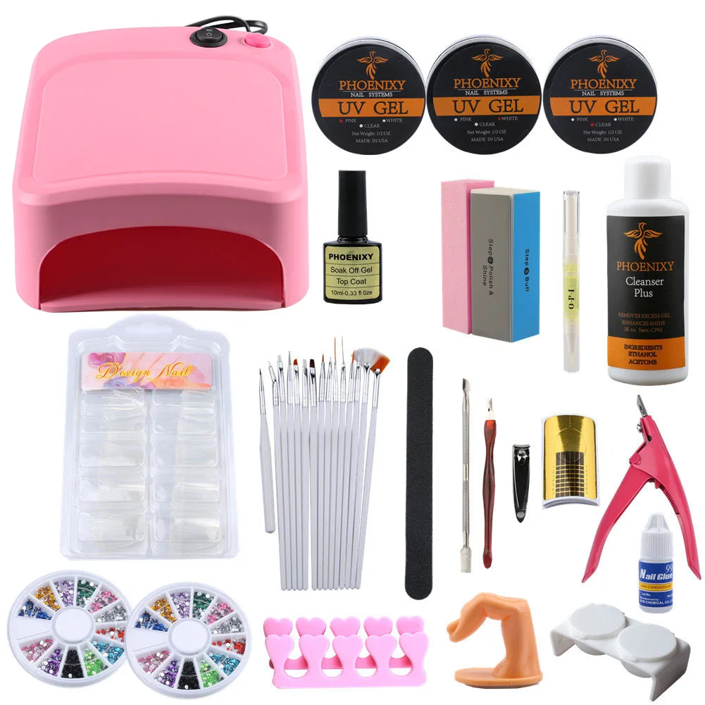 Pro Manicure Set 36W Lamp Dryer for Nail Art Kit False Tips Nails File Tools Extension UV Gel Varnish | Красота и здоровье