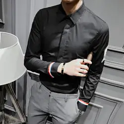 Новинка 2018 года для мужчин's повседневное стрейч мода высокое качество значок белая рубашка Бизнес рубашка два цвета