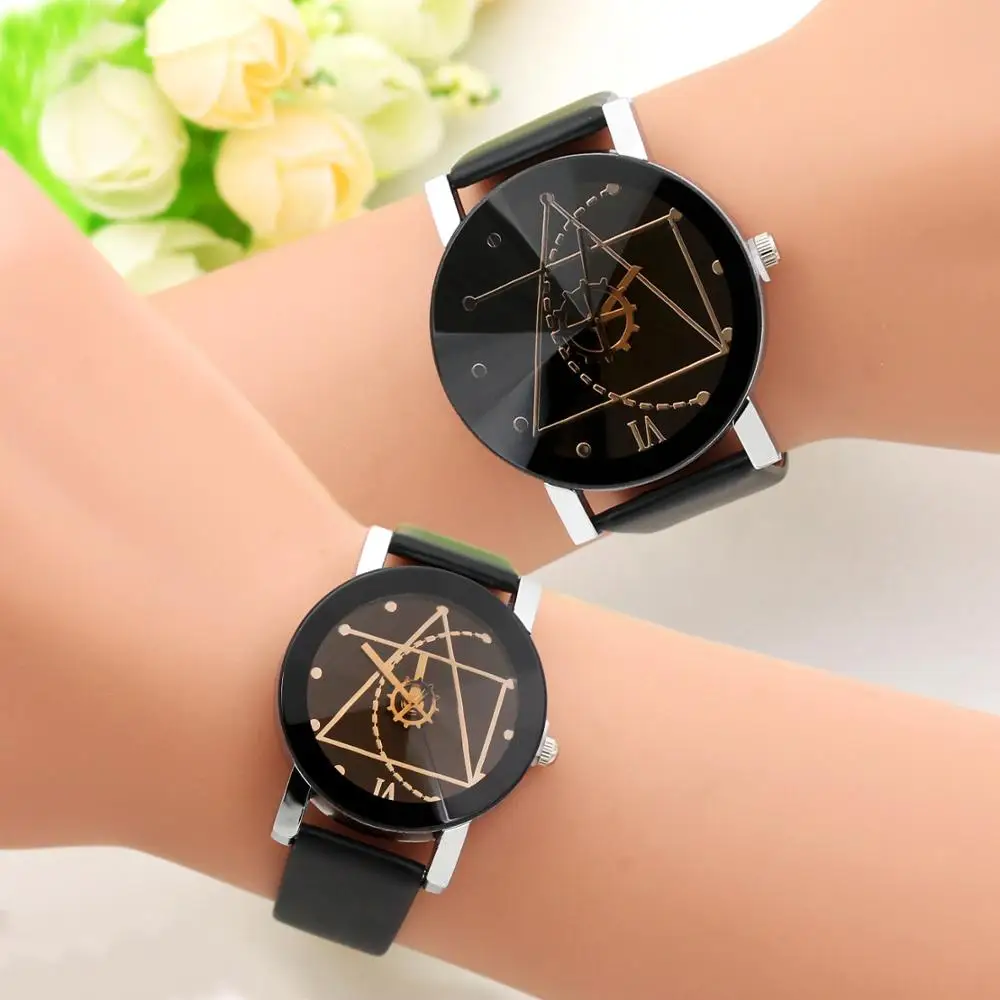 

Fashion Women Watches Silcion Quartz Watches Gear Second Hand Geometric Patterns Casual Couple Watches Clock reloj mujer