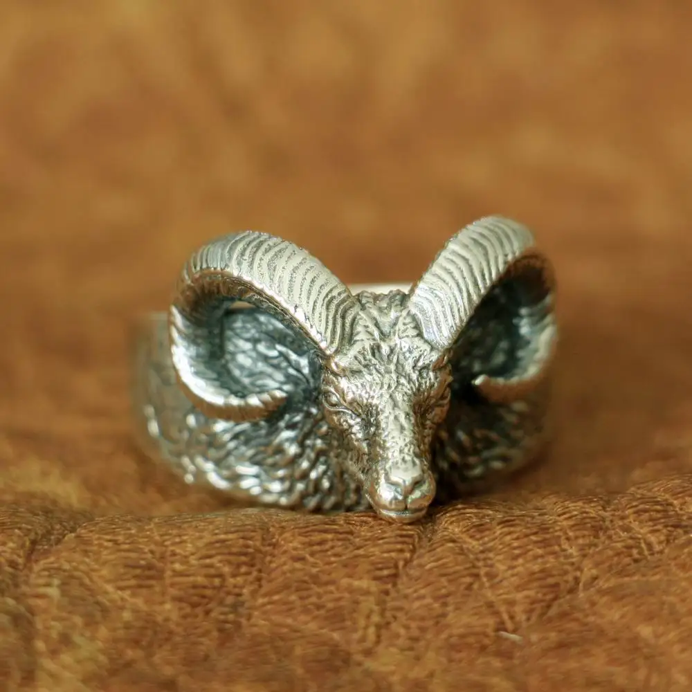 

925 Sterling Silver High Details Argali Ring Mens Biker Punk Ring TA145 US Size 7~15