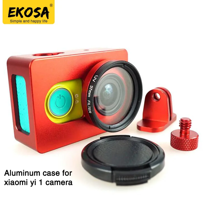 

EKOSA Aluminum Case for Xiaomi Yi 1 Action Camera Protective Frame Case + Lens Cover + UV for Xiaomi Yi Sport Camera Accessories