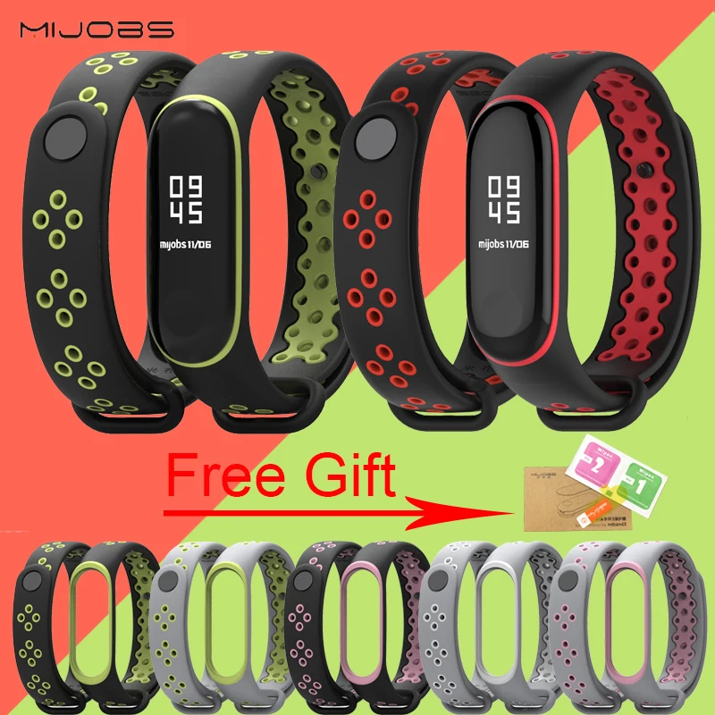 

For Xiaomi Mi Band 3 Strap Smart Accessories Replacement Waterproof Anti-Lost Double Color Silicone Bracelet For Men Women