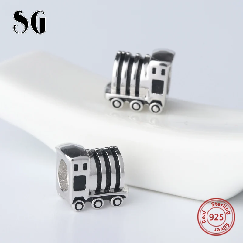

SG new arrival Silver 925 Original little train Charms Antique Beads Fit Authentic European Bracelet Jewelry making men Gifts